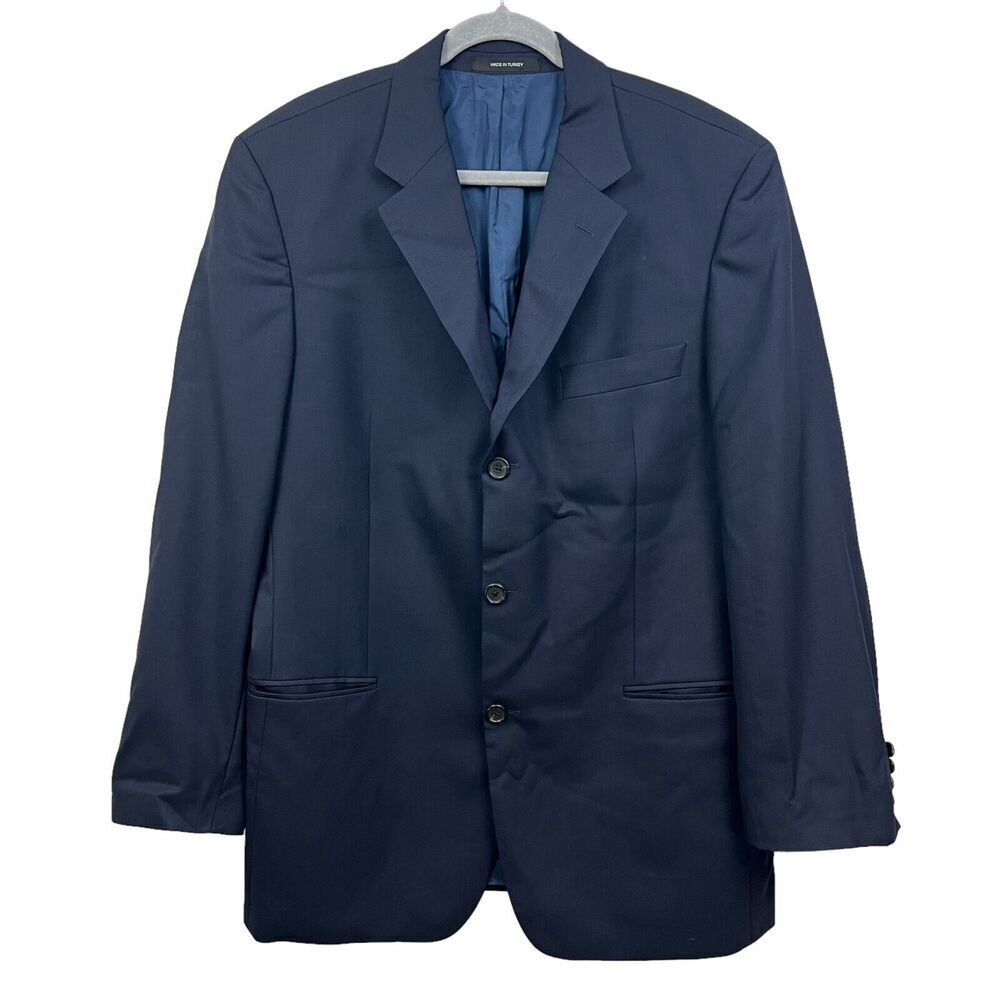 Boss Hugo Boss Mens Wool Blazer Suit 3 Button Ventless Lined Pockets Navy Sz 42R